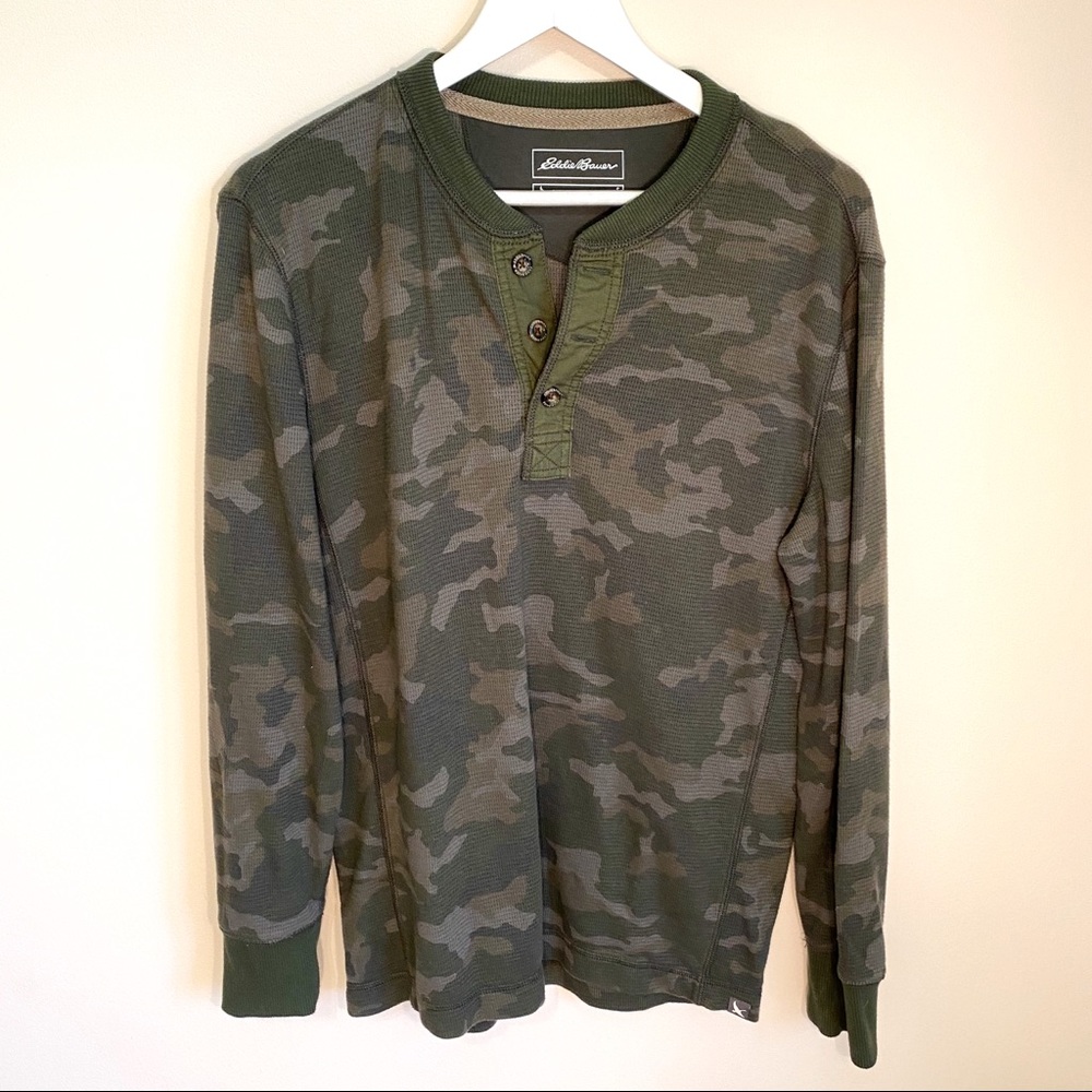 Eddie Bauer Waffle Knit Camo Henley